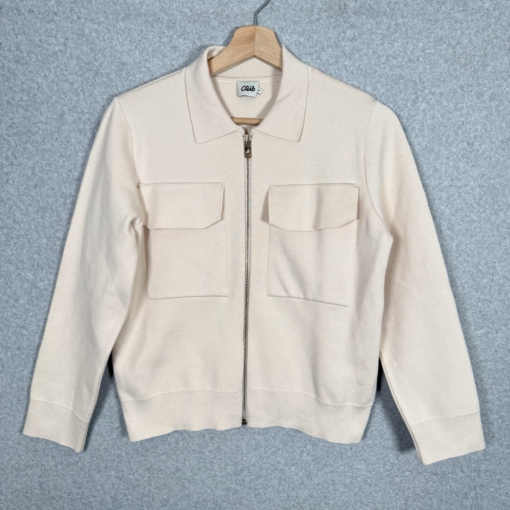 Beymen club zip up jacket womens small beige structured thick made in turkey